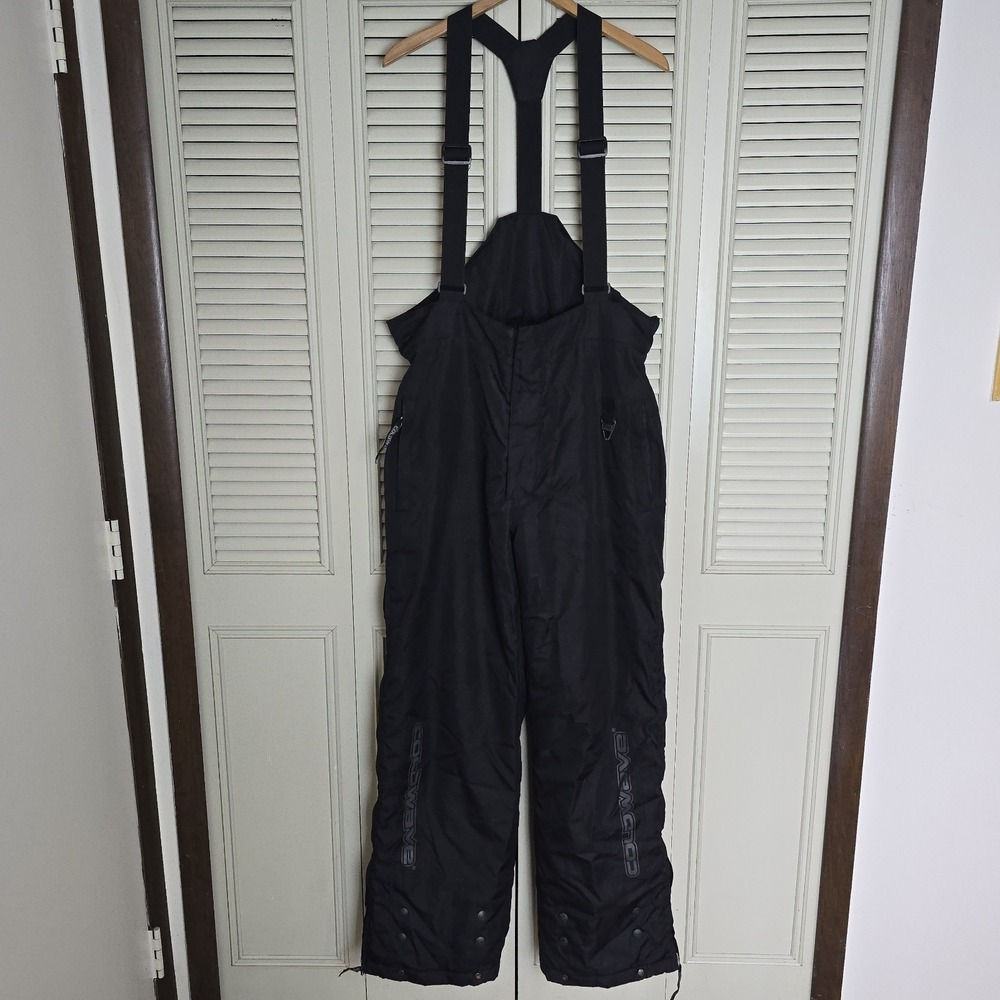 Vintage Coldwave Snowmobile Bib Pants Mens 38x35 Black Insulated Fire Mens Pants